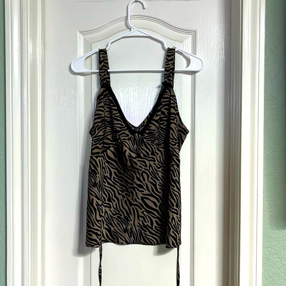 🟤🦓COMFY CUTE WILD FABLE BROWN CHEETAH PRINT LACE BUST TOP🦓🟤